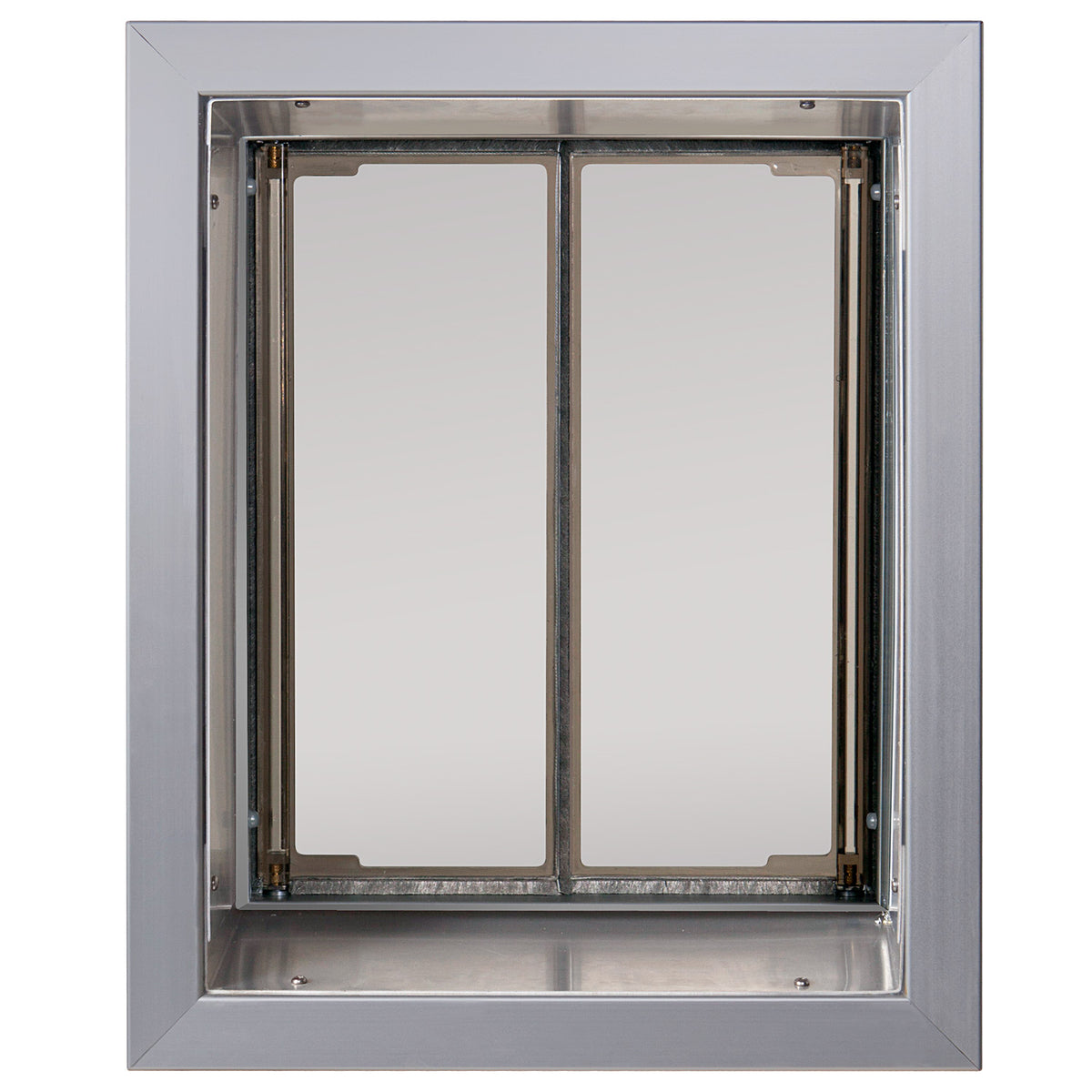 PlexiDor Wall Series pet door with tunnel kit, Large, Silver