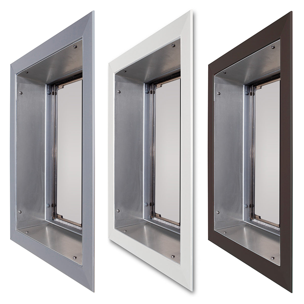PlexiDor Wall Series tunnel side views in available finishes