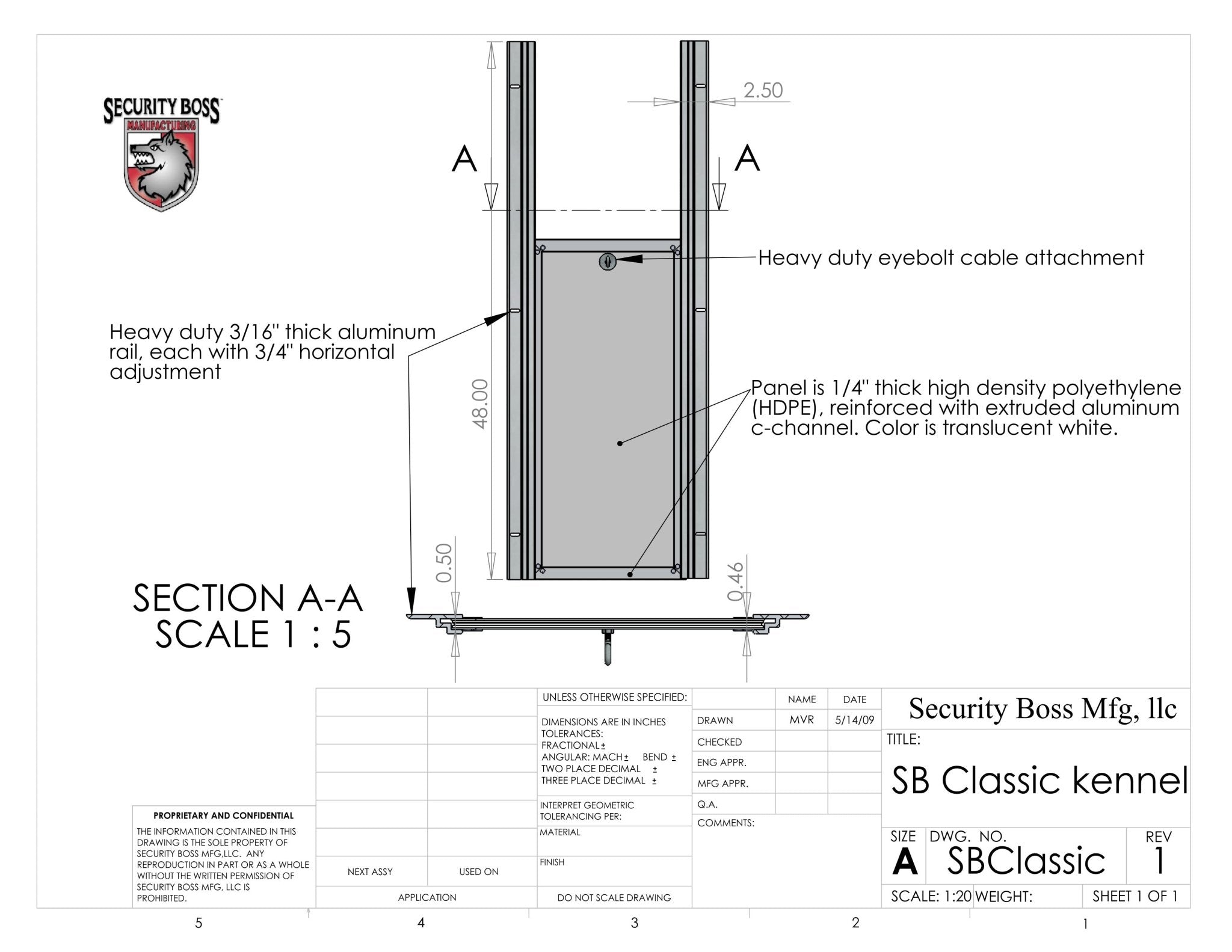 Classic Guillotine Kennel Dog Door - Portal PROS - For Dog Kennels