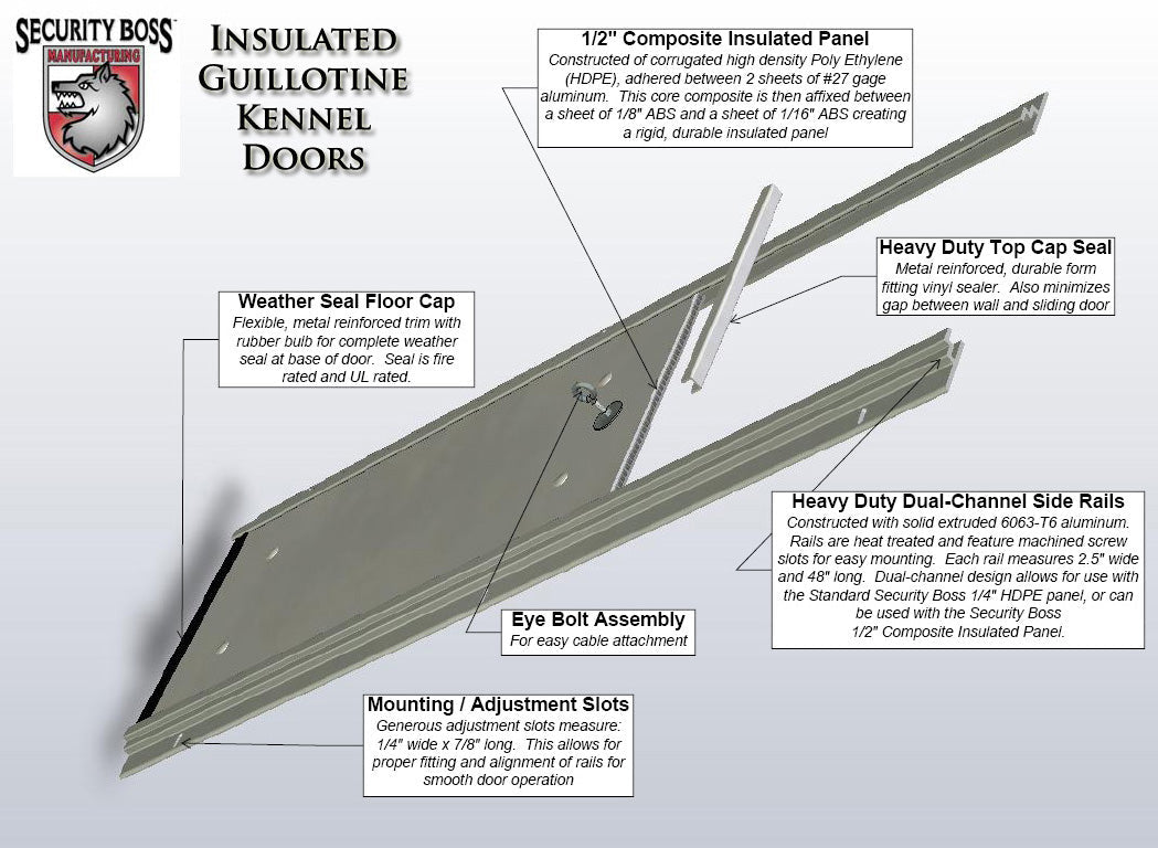 Kennel Clad™ Insulated Guillotine Kennel Door - Portal PROS - For Dog Kennels