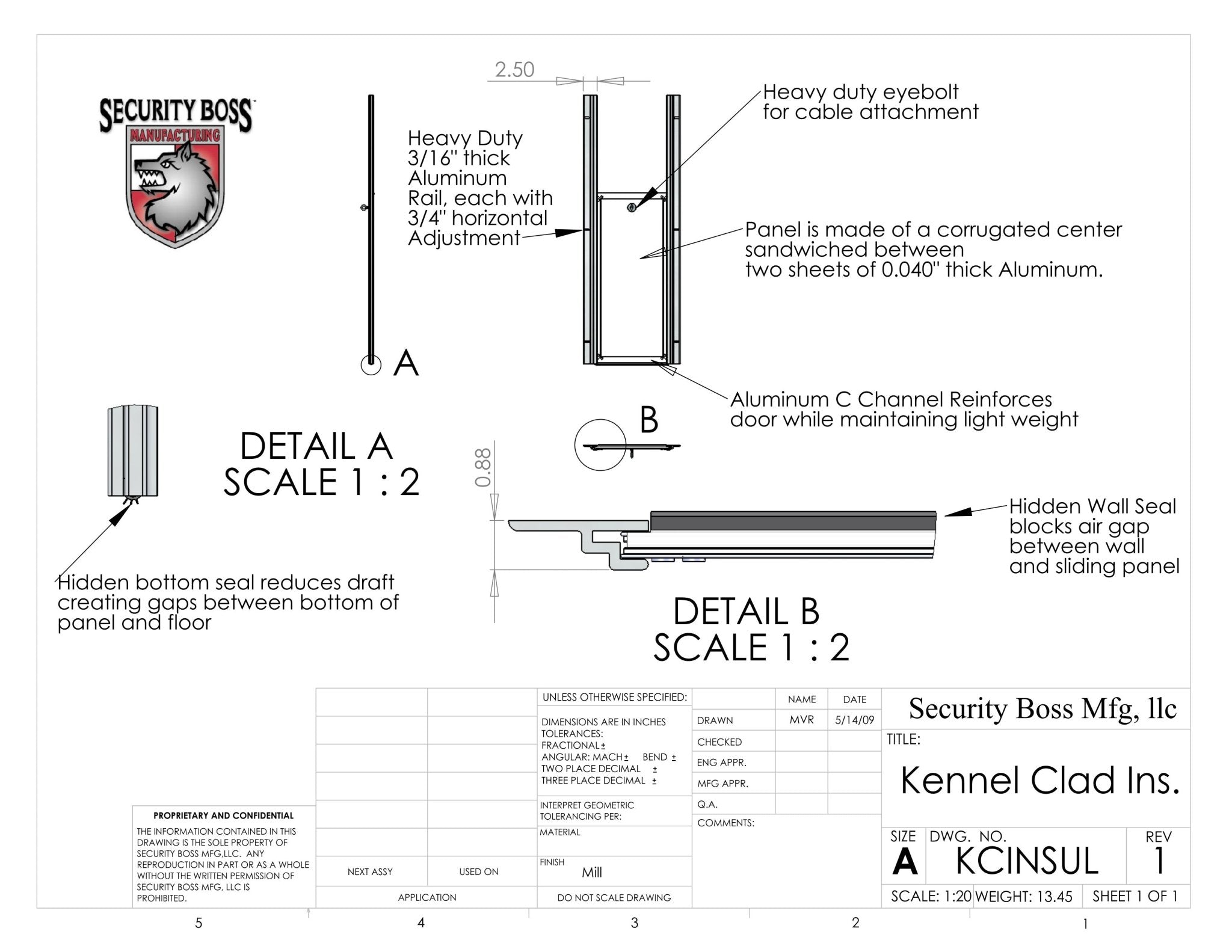 Kennel Clad™ Insulated Guillotine Kennel Door - Portal PROS - For Dog Kennels