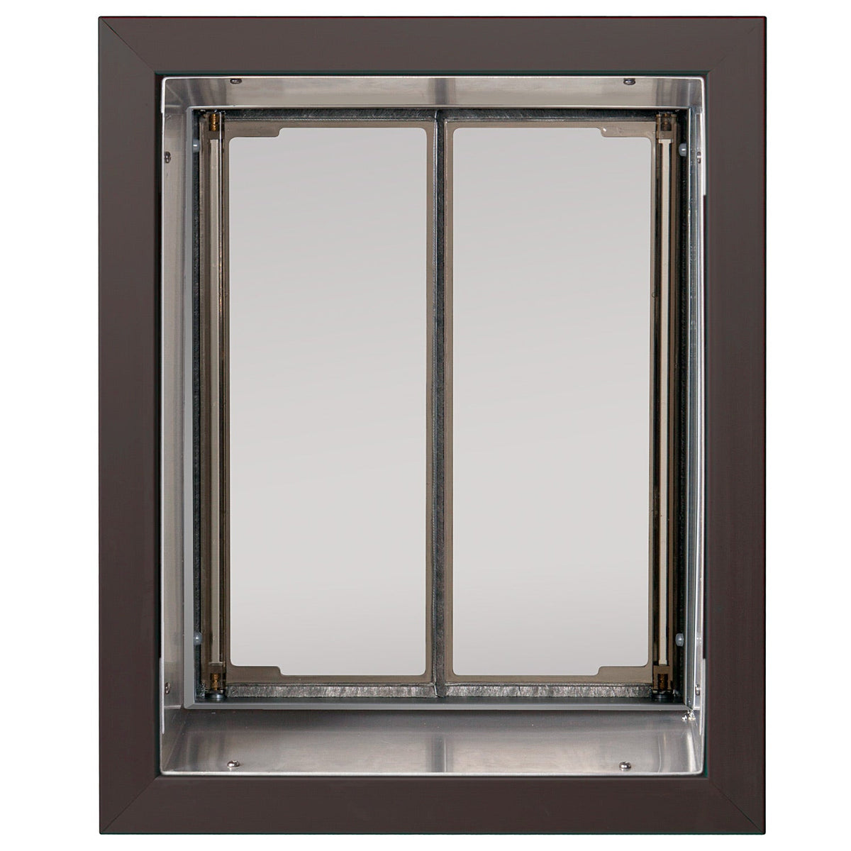 PlexiDor through wall dog door in bronze with dual panels