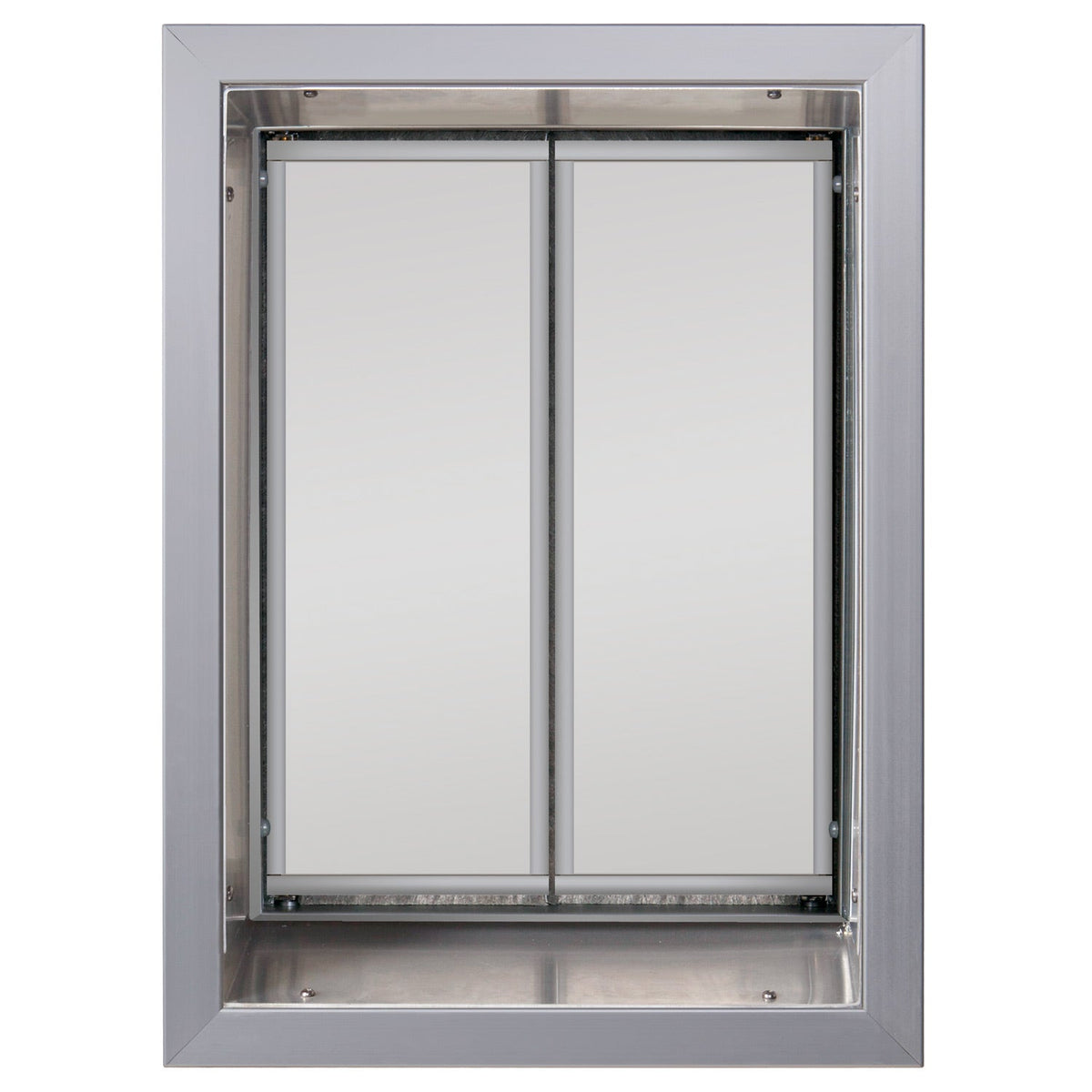Silver PlexiDor wall mount dog door with clear dual panels