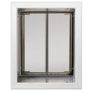 PlexiDor through wall dog door in white, front view of panels and tunnel