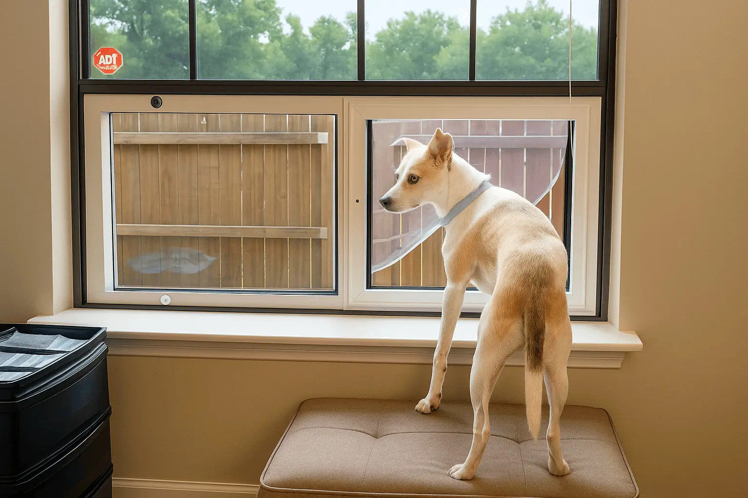 Custom window pet door installed by Portal Pros, providing a secure, energy-efficient solution for pets to enjoy easy outdoor access.